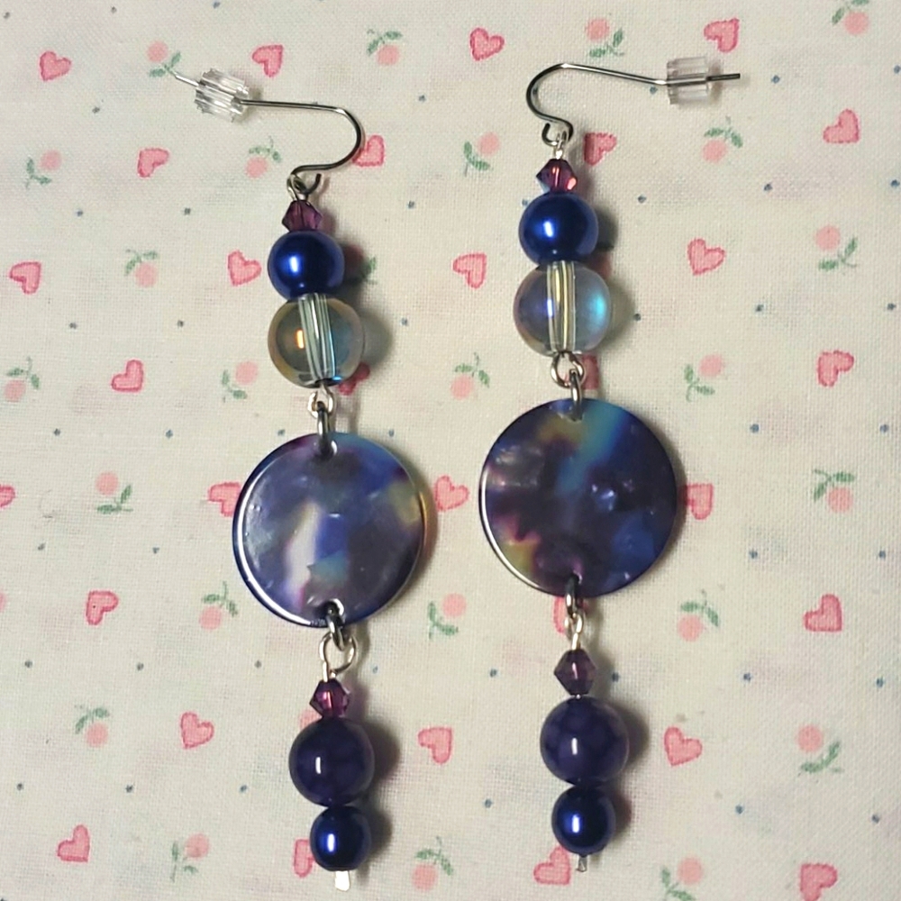 Acrylic Blue Dangle Earrings